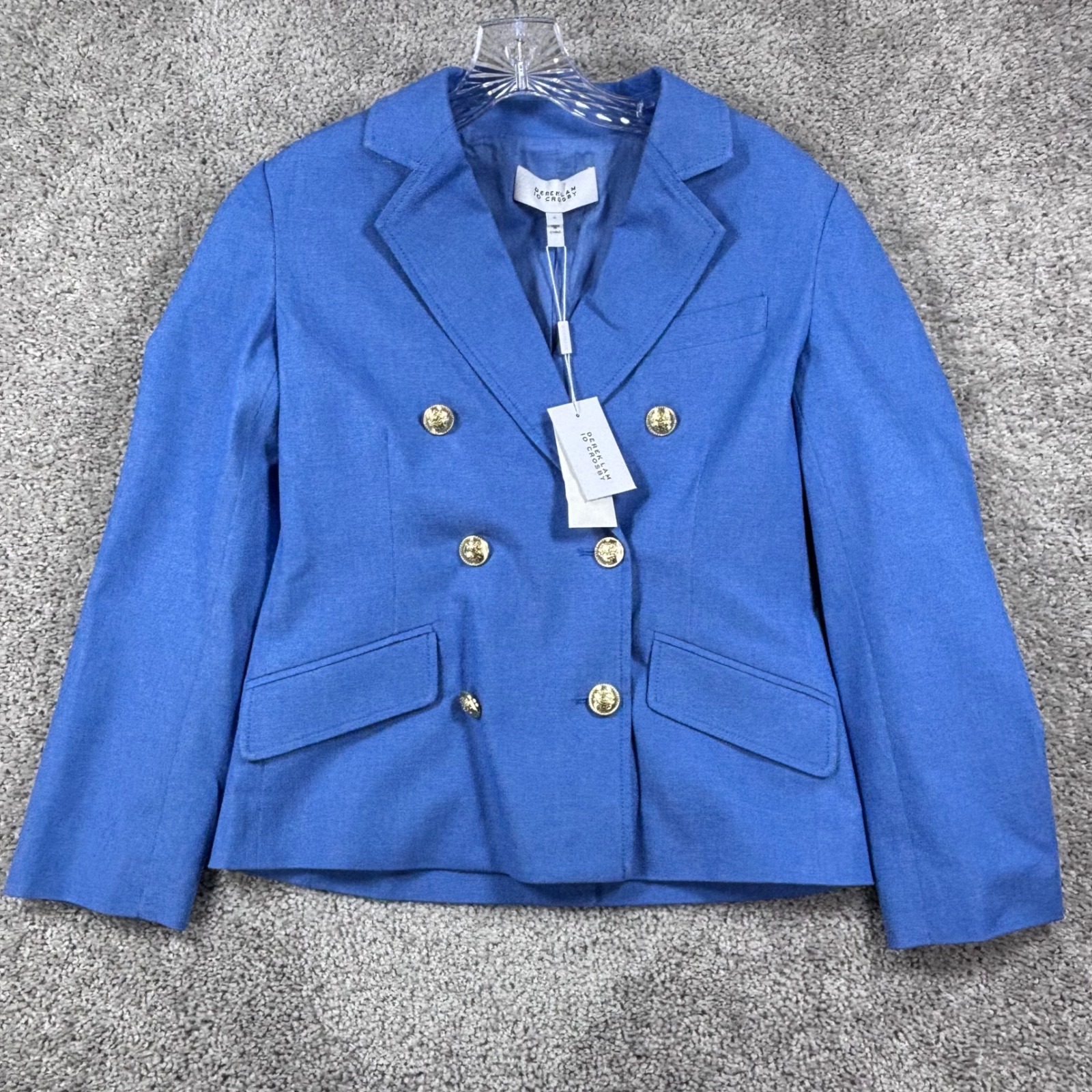 Derek Lam 10 Crosby Womens Blue Double Breasted Blazer Gold Buttons Size 6 New